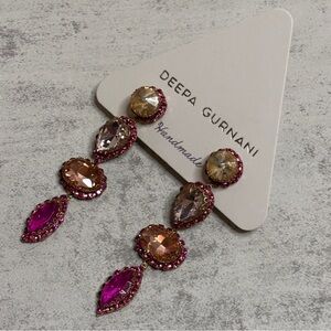 Deepa Gurnani Pink Linear Drop Earrings